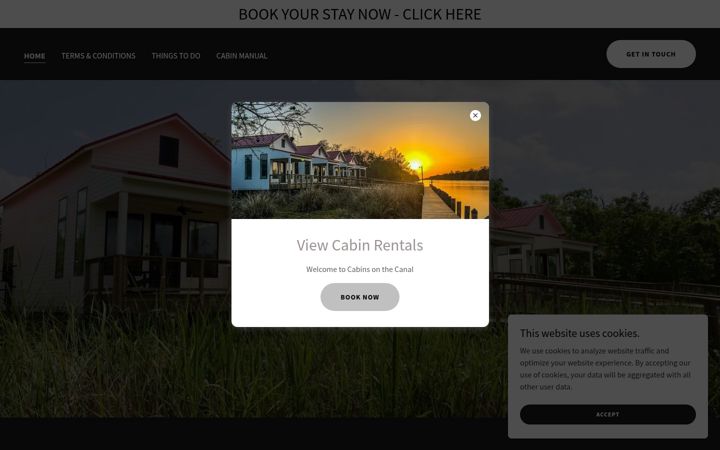 Screenshot of cabinsonthecanal.com
