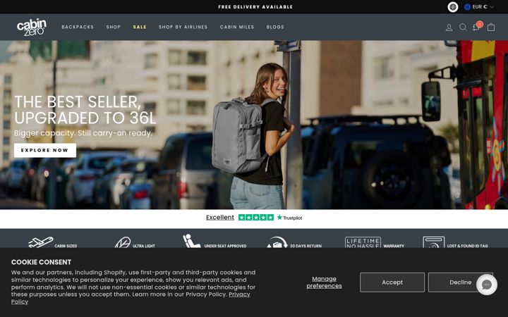 Screenshot von cabinzero.com