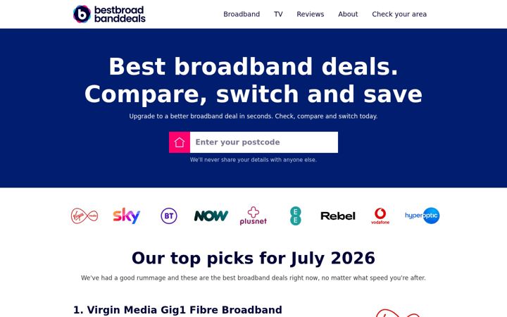 Screenshot of cable.co.uk