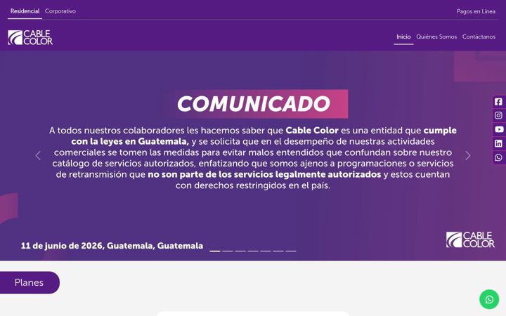 Screenshot of cablecolor.com.gt