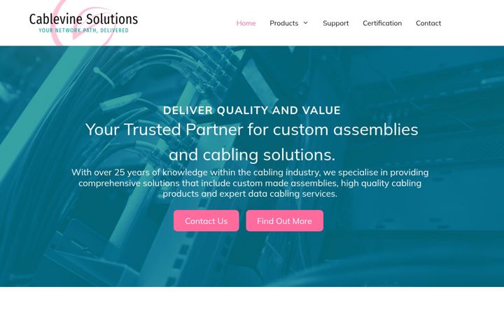 Screenshot of cablevinesolutions.co.uk