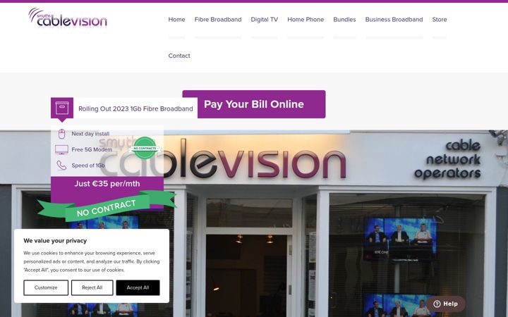 Zrzut ekranu cablevision.ie