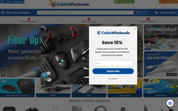 Screenshot of cablewholesale.com