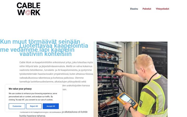 Captură de ecran a cablework.fi