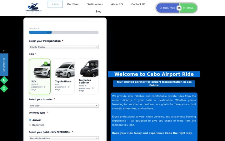 Screenshot of caboairportride.com
