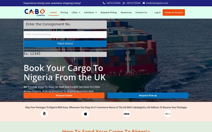 Screenshot of cabologistics.com