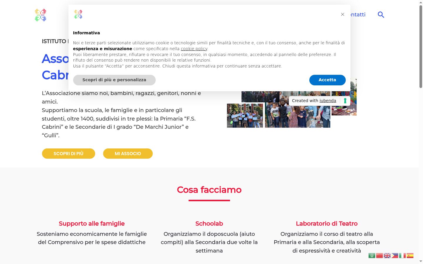 Captura de pantalla del banner de consentimiento mostrado antes de cualquier interacción