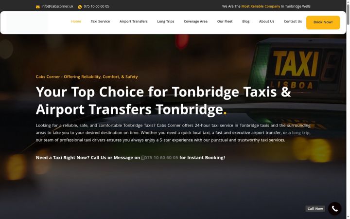 Screenshot of cabscorner.uk