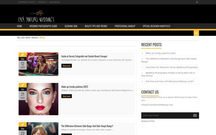 Screenshot of cacasantoroweddings.com