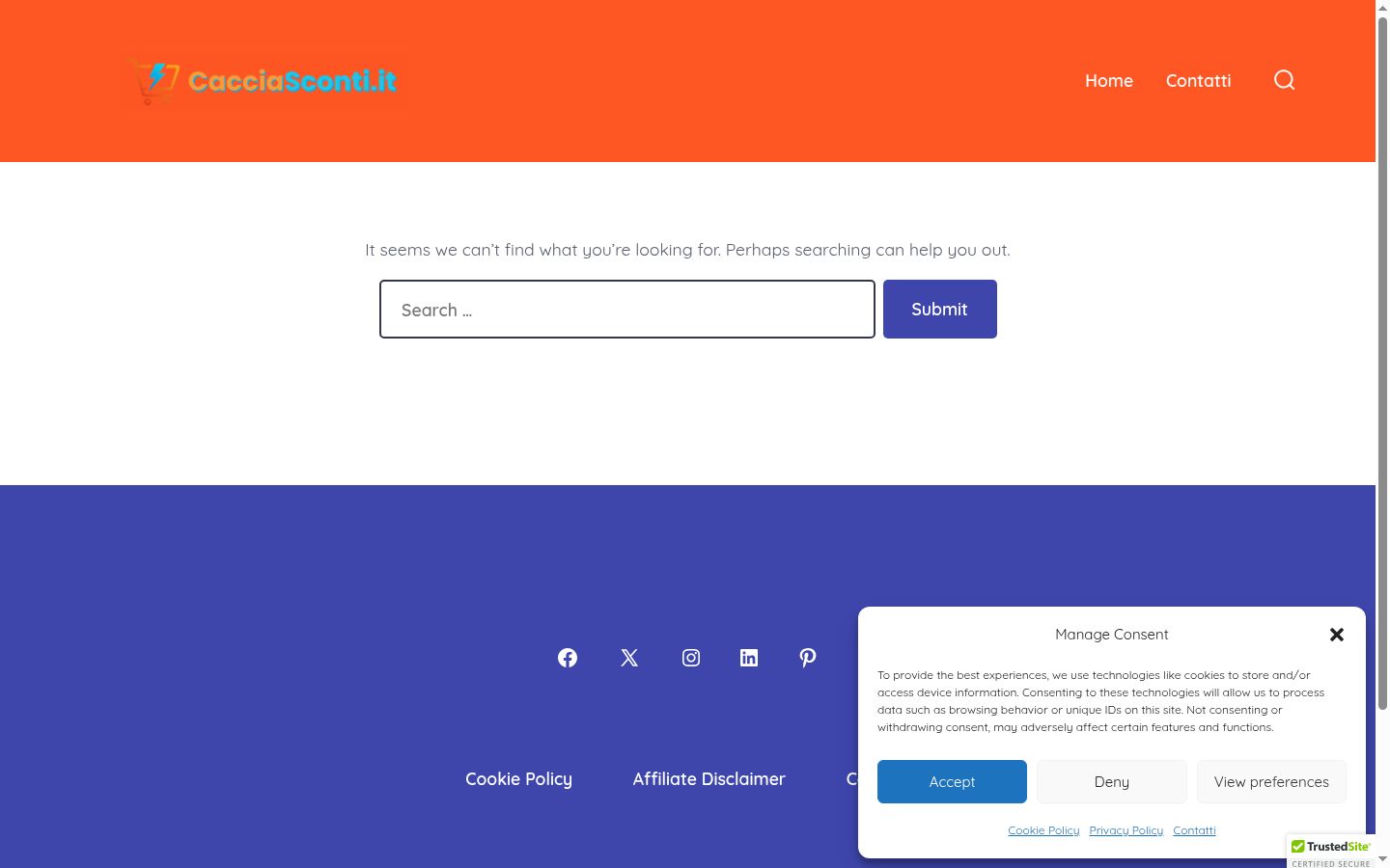 Screenshot of the consent banner shown before any interaction