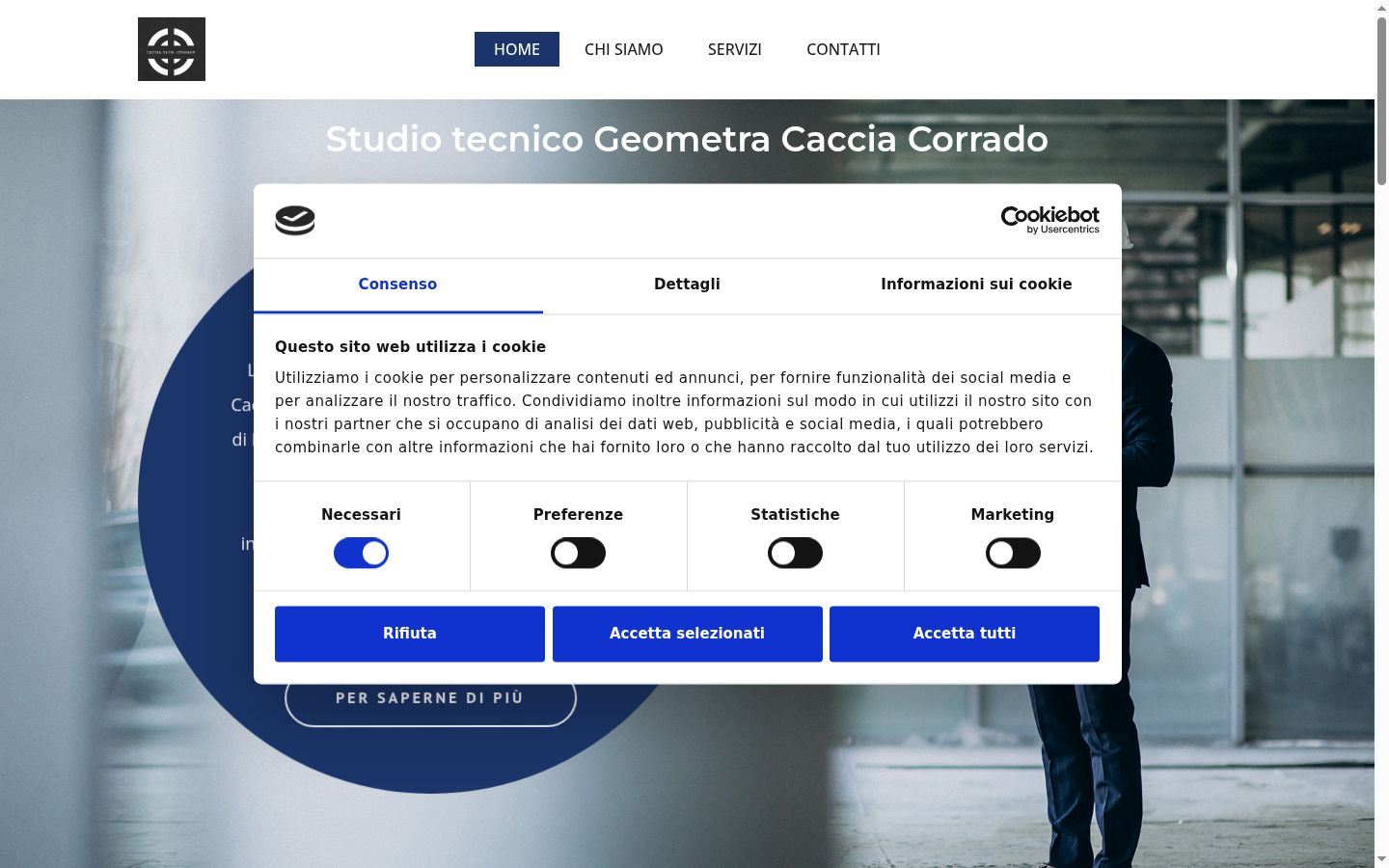 Screenshot del banner di consenso mostrato prima di qualsiasi interazione