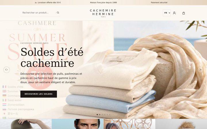 Screenshot of cachemire-hermine.fr