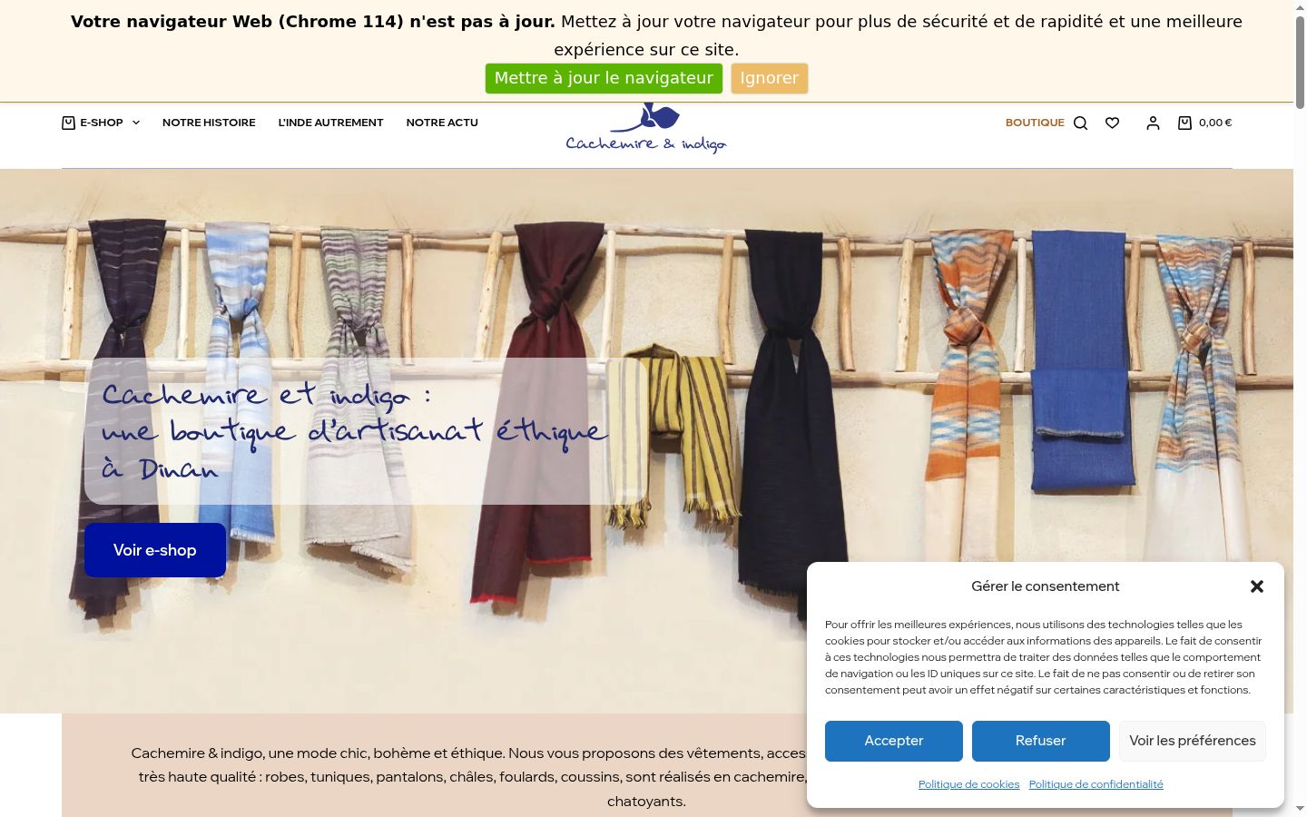 Screenshot del banner di consenso mostrato prima di qualsiasi interazione