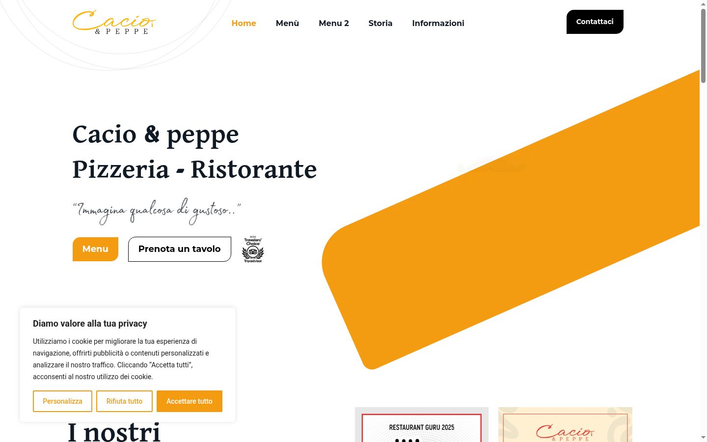 Screenshot del banner di consenso mostrato prima di qualsiasi interazione