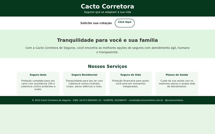Screenshot van cactocorretora.com.br