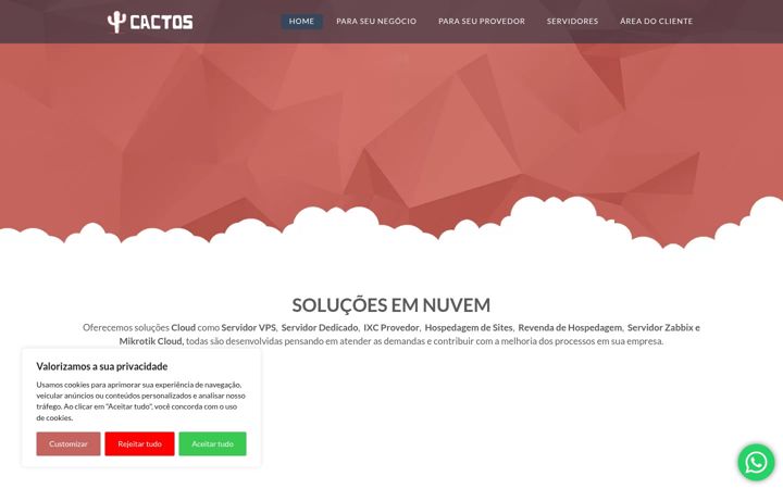 Képernyőkép: cactoshospedagem.com.br
