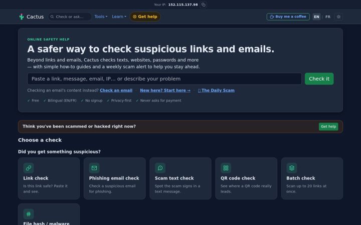 Screenshot di cactus.net