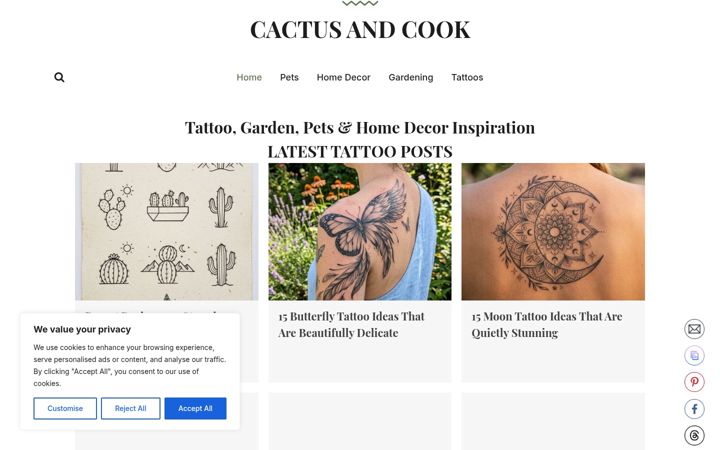 Screenshot of cactusandcook.com