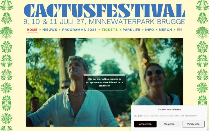 Screenshot stránky cactusfestival.be