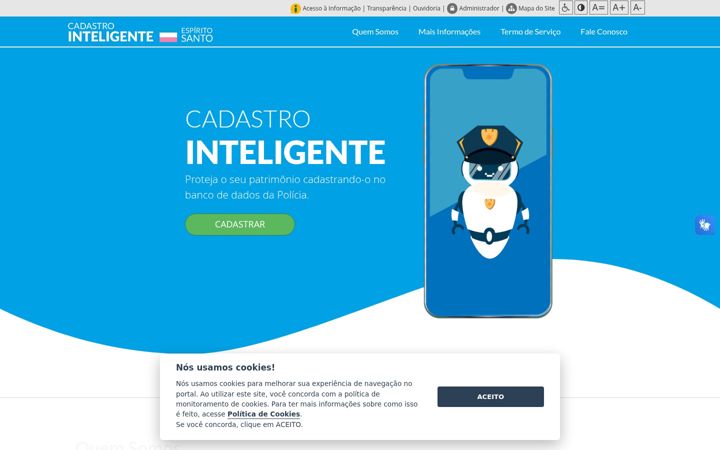 Ekrānuzņēmums no cadastrointeligente.es.gov.br