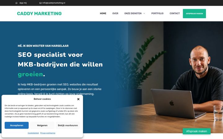 Skärmbild av caddymarketing.nl