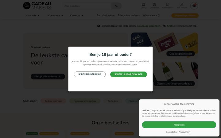 Screenshot του cadeaumakers.nl