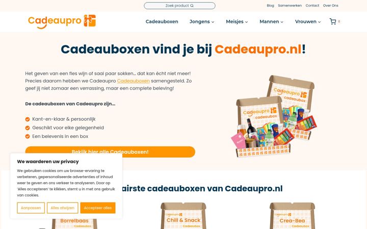 Screenshot of cadeaupro.nl