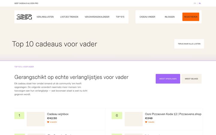 Ekrānuzņēmums no cadeauvoorvader.nl