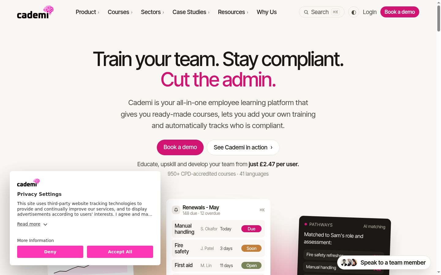 Screenshot of the consent banner shown before any interaction