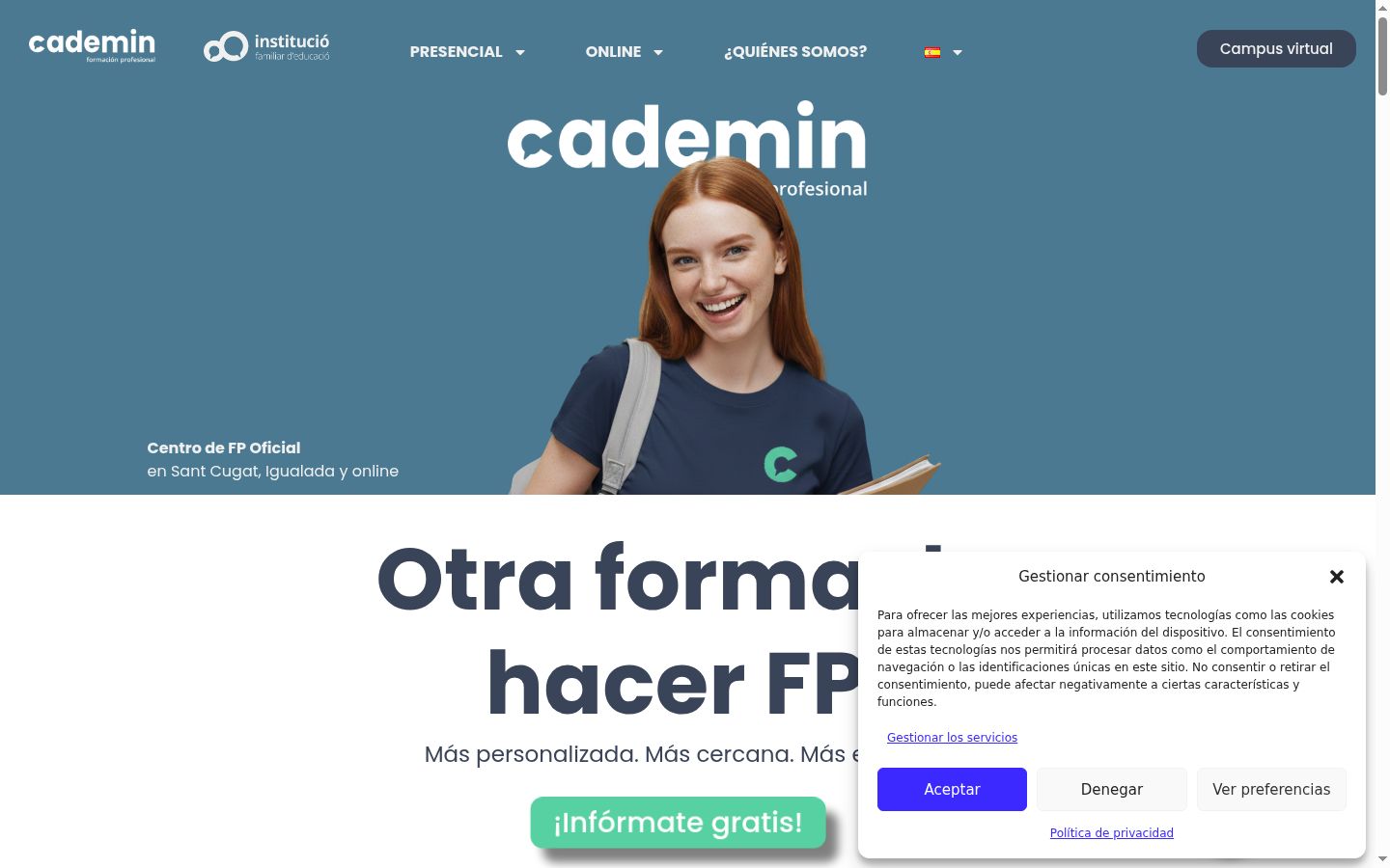 Skärmbild av samtyckesbannern som visades före någon interaktion