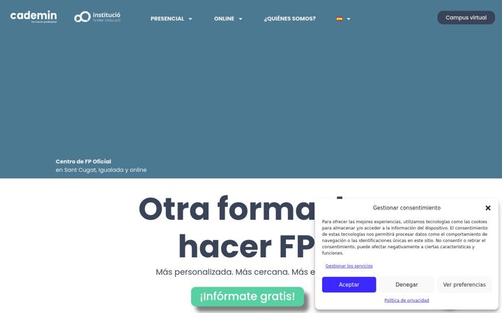Skärmbild av cademin.org