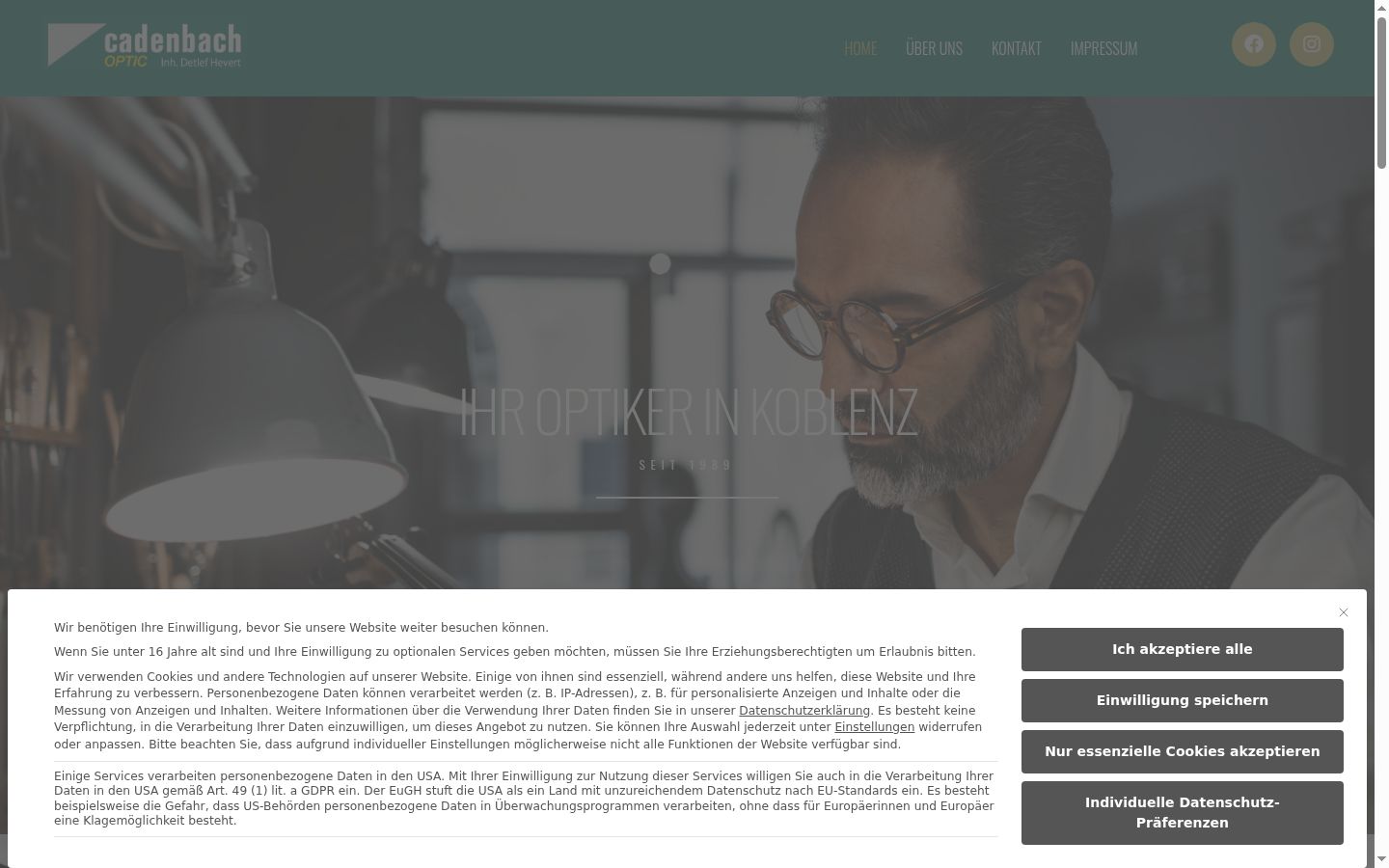 Screenshot of the consent banner shown before any interaction