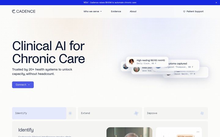 Screenshot of cadence.care