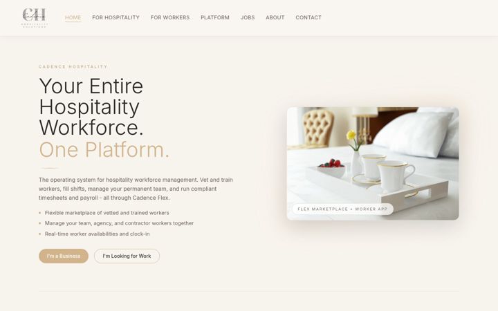 Screenshot of cadencehospitality.com