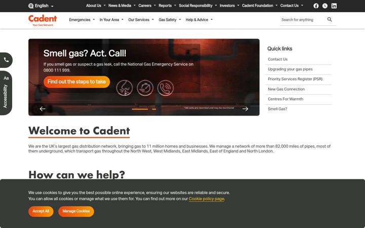 Screenshot of cadentgas.com