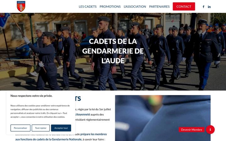 Snímek obrazovky cadets11.fr