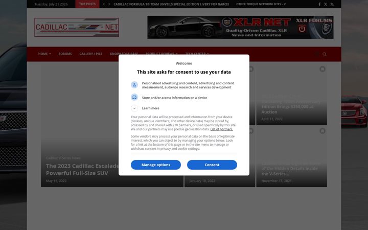Screenshot of cadillacvnet.com