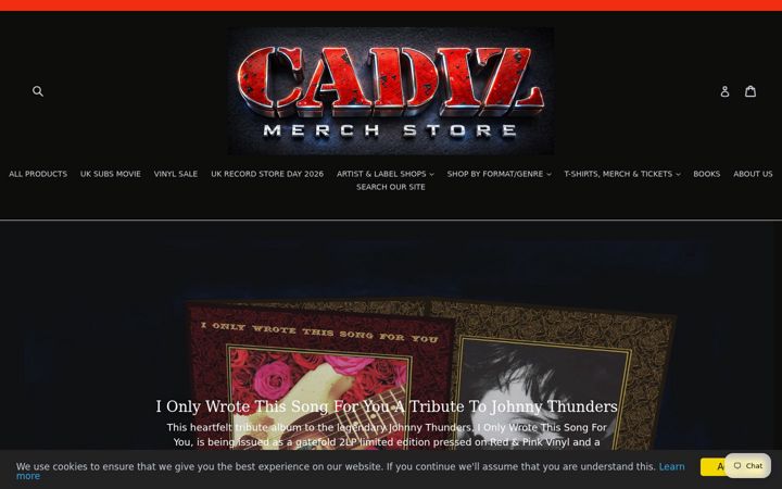 Screenshot of cadizmerchstore.com