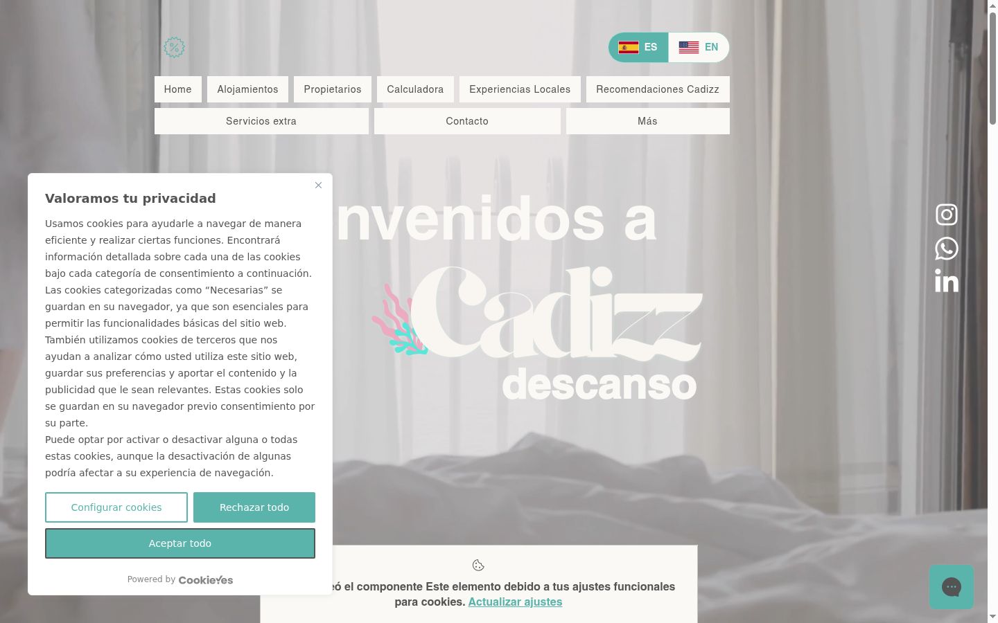 Screenshot del banner di consenso mostrato prima di qualsiasi interazione