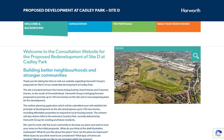 Ekrānuzņēmums no cadleyparkdevelopment.co.uk