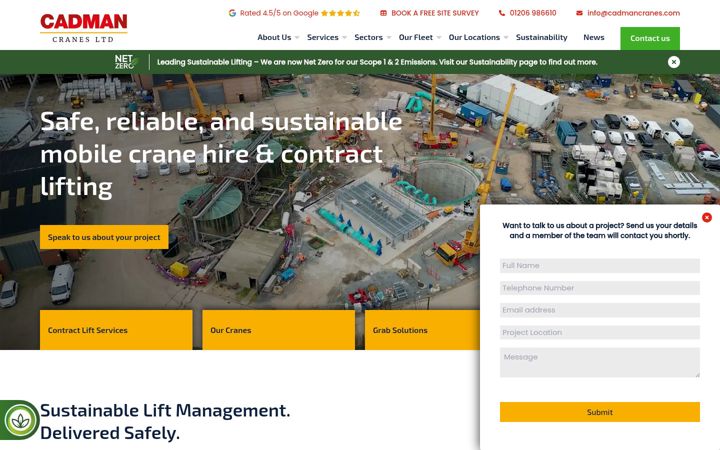 Screenshot του cadmancranes.com