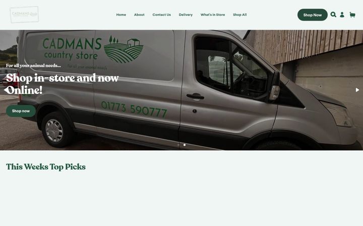 Ekrānuzņēmums no cadmanscountrystore.co.uk