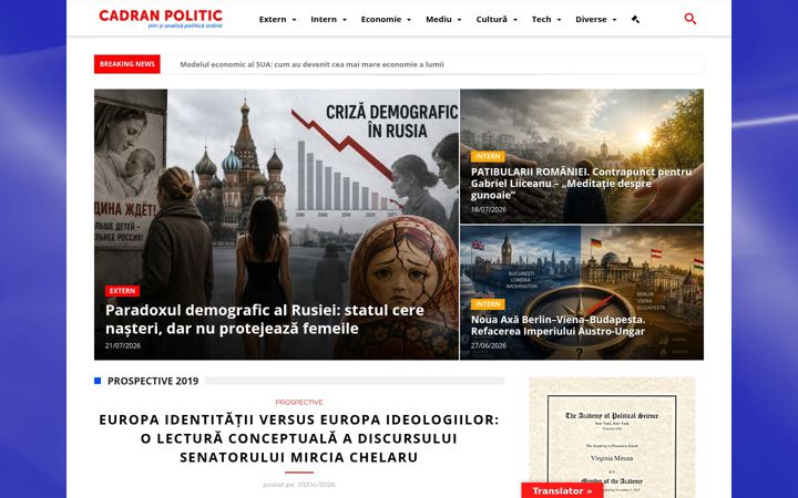 Екранна снимка на cadranpolitic.ro