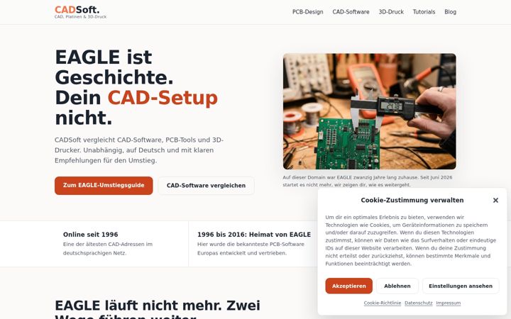 Screenshot of cadsoft.de