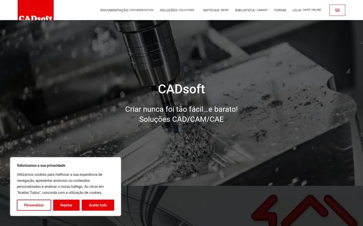 Kuvakaappaus sivustosta cadsoft.pt