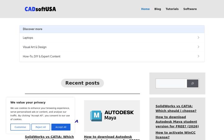 Posnetek zaslona cadsoftusa.com