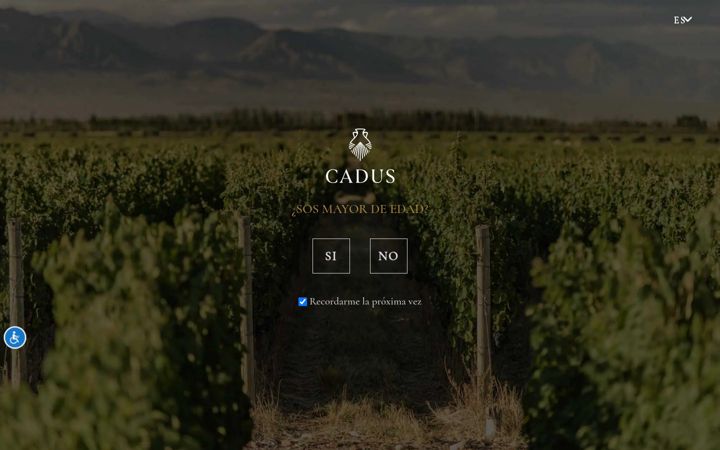 Screenshot of caduswines.com