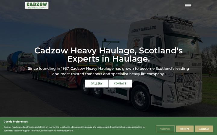 Screenshot of cadzowheavyhaulage.com