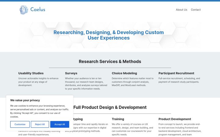 Screenshot of caelus-usa.com