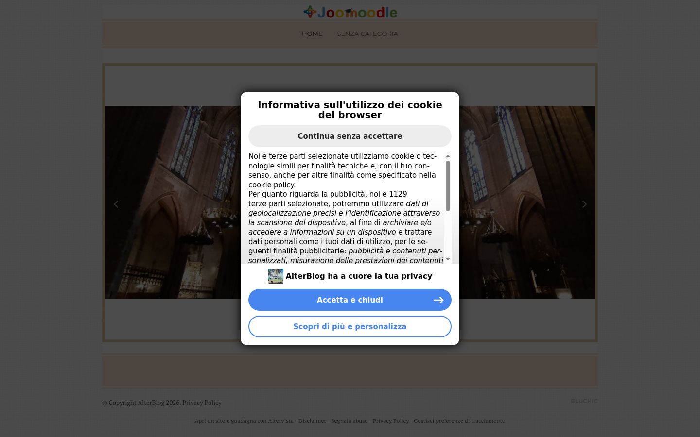 Captura de ecrã do banner de consentimento apresentado antes de qualquer interação